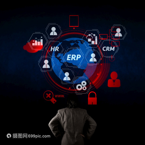 將企業情報生產客戶關系管理模塊和HR圖聯系起來的企業資源規劃系統機構資源規劃架